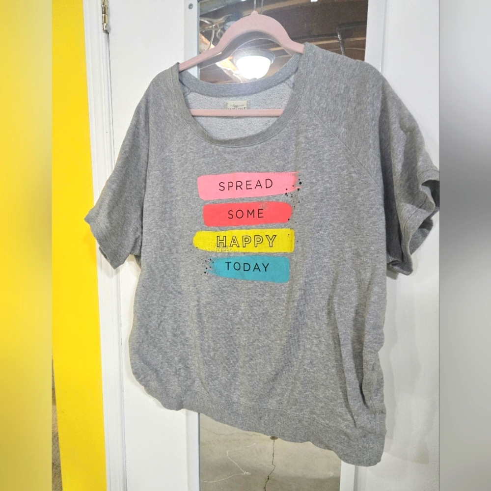 Gray Happy Planner Short Sleeve Sweatshirt